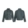 Ropa Vintage Yidao 2026 Otoño Nuevo Verde Lago Denim Crudo Denim Lavado Chaqueta de Mezclilla Estilo Americano Hombres Costura Abrigo Corto