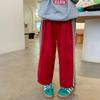 Pantalones Casuales para Niños Primavera y Otoño Nuevo Bebé 2025 Versátil Elegante Simple Rayado Recto Pierna Ancha Niños Niñas