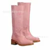 Botas Longas Europeias e Americanas Novas de Inverno 40-43 Tamanho Grande Retrô Femininas Campus Botas de Cowboy Ocidentais em Estoque