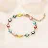 Pulsera de Ojo Tohm Personalizada Moderna de Acero Inoxidable Dorado de 18 Quilates Pulsera de Acero de Titanio Colorida de Moda con Goteo de Aceite
