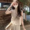 Nuevo conjunto de atuendo único y hermoso de estilo veraniego para mujeres petite, conjunto de vestido bohemio de dos piezas