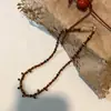 Collar de Doble Capa con Piedra de Cristal Roja Ankora para Mujer Cadena para Clavícula Transparente de Hielo Natural Apilada