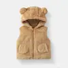 Chaleco Infantil Otoño e Invierno Nuevo Felpa con Capucha Cremallera Folio Oso Ropa Exterior Chaqueta sin Mangas Top para el Hogar