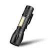 Lanterna Recarregável Mini Luz Forte LED Portátil Pequena Lanterna com Luz Lateral para Uso Doméstico Zoomável Liga de Alumínio Transfronteiriça
