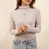 Elegante Camiseta Básica de Cuello Medio Alto para Mujer de Manga Larga para Primavera, Otoño e Invierno Venta Caliente Ajustada Sencilla Combinable Top de Color Sólido para Mujer