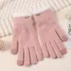 Guantes de Ciclismo de Invierno para Mujer, Suaves y Gruesos, Guantes de Punto Calientes para Mujer, de Aspecto Elegante, Cubre-Manos Completo, Separación de Dedos, para Pantalla Táctil y a Prueba de Frío