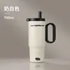 Taza de hielo personalizada con revestimiento interior de cerámica personalizado, alto valor estético, para mujer, con asa, gran capacidad, taza con pajita para coche