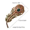 Broche de Pluma con Pedrería de Colores, Pin de Pluma Elegante Vintage, Joyería Estilo Medieval Occidental, Broche para Examen de Admisión a la Universidad