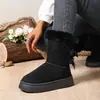 Nuevas Botas de Nieve Gruesas con Lazo Dulce para Mujer Gamuza Escarchada Ribeteadas de Piel Cálidas Tallas Grandes Calzado de Mujer de Comercio Exterior