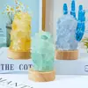 Luz de Noche de Piedra Cruda de Cristal Natural Enchufe USB Luz Ambiental Lámpara de Noche para Dormitorio en Casa Mesita de Noche Lámpara de Cristal Venta al por Mayor