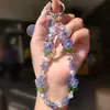 Cadena de Teléfono de Moda Lujo Ligero con Flores, Perlas y Cristales Colgante para Funda de Teléfono Correa de Muñeca Correa para Teléfono