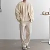 Chaqueta Cardigan de Punto de Color Sólido con Cuello Redondo para Hombre 2024 Otoño e Invierno Moda Tendencia Juvenil Versátil Casual Talla Grande Top