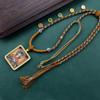Collar Xizang Pintado a mano Oro Cinco Maestros Ocho Deidades Patronas Doble cara Tridimensional Colgante Thangka Collar Tejido a mano