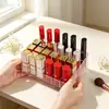 Organizador transparente de 24 compartimentos para labiales, esmaltes de uñas, lápices de cejas, soporte de exhibición, caja de almacenamiento de plástico para cosméticos de maquillaje, organizador de labiales multicapa