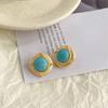 Pendientes de Flor de Pintura al Óleo del Arte de Van Gogh, Pendientes Elegantes de Moda Retro Literaria, Agujas de Plata, Pendientes Medievales de Alta Gama