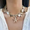 Venda Quente Europeia e Americana Colar Bohemian Irregular com Contas de Concha Férias Vintage Estrela do Mar Sereia