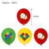 Juego de decoración para fiesta de cumpleaños infantil con temática de bloques de construcción, con globos y banderas colgantes