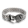 Pulsera de acero de titanio para hombre con personalidad vikinga nórdica transfronteriza, estilo punk vintage, con cabeza de lobo y cabeza de serpiente, cadena positiva e inversa