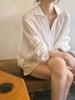 Explosiones de autorretención recomiendan ~ camisa casual holgada francesa de lino blanco de alta gama para mujer, top de verano con protección solar