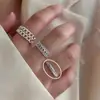 Diseño Simple, Elegante, Anillo de Perla con Circonita Micropavimentada, Anillo Abierto Geométrico de Flor Personalizado, Venta al por Mayor de Anillos para Mujer