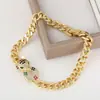 Pulsera de color dorado que no se decolora, estilo hip-hop europeo y americano, personalidad exagerada, cabeza de guepardo con microincrustaciones de circonita, anillo de mordida, pulsera, venta caliente transfronteriza