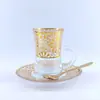 Estilo Europeo Exportación Pavo Patrón Característico Oro Rojo Taza de Té Platillo Vidrio Café Té Negro Taza Traje de Regalo