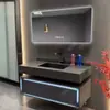 Gabinete de Espejo Plegable Simple de Lujo Ligero Moderno Feng Shui Gabinete de Baño Integrado Lavabo de Baño Lavabo Baño