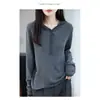 2025 Estilo Coreano Delgado de Manga Larga con Capucha Rayas Tejido de Punto para Mujer Chaqueta de Punto Otoño Nuevo Estilo Tejido de Punto Top que Reduce la Edad