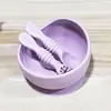 Bol de silicona para bebé transfronterizo de tres piezas con ventosa para bebé vajilla de silicona para niños bol complementario cuchara de silicona pegajoso