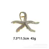Presilha de Cabelo Transfronteiriça para a Parte de Trás da Cabeça, Presilha Tubarão, Presilha de Cabelo Estrela do Mar Fashion com Pedras Completas, Nova Presilha de Cabelo de Linha Única, Acessório de Cabelo