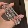 [Igual que Ruth] Pulsera de Cuentas Superiores de Cristal Blanco Natural Aguamarina 7A para Hombres y Mujeres Pulsera Sencilla de Cuentas Redondas Regalo