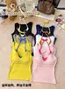 2068# Nova Cor Color Block Falso Duas Peças Alças Finas Gola Halter Senso de Design Costas Bonitas Estampa de Letras Camiseta Regata Estilo Garota Spicy