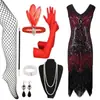 S-4XL Nuevo Conjunto de Producto Retro Europeo y Americano Estilo Años 1920 Fiesta Gatsby Vestido de Noche Vestido con Lentejuelas Perlas y Flecos