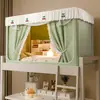 Cama litera de dormitorio estilo encaje para estudiantes cremallera universal floral fresca a prueba de mosquitos cama individual retráctil cortina blackout fuerte