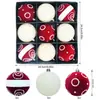 Bola de Natal Flocada 8CM Enfeite de Árvore de Natal Bola de Plástico Pintada Decoração de Natal com Strass Bola de Natal Flocada