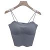 Camisola de Seda de Hielo con Diseño Descubierto para Mujeres con Busto Pequeño, Realzando la Apariencia con Almohadillas Finas y Gruesas para el Pecho, Sujetador sin Tirantes, Estilo Puro y Seductor, Acolchado Grueso Anti-Exposición
