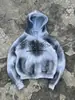 Sudadera con Cremallera de Alto Grado Hecha a Mano con Degradado Tie-Dye Desgastado para Comercio Exterior Europeo y Americano para Hombres y Mujeres, Mismo Estilo Marca de Moda