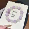 Pulseira de Cristal Natural Design Original Kunzita Lavanda Fantasma Branco Moda Cristal de Luxo Leve Atacado