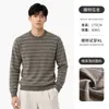 Suéter de Otoño Rayado Cuello Redondo Estilo Old Money para Hombre Bloque de Color Sencillo Holgado Casual Manga Larga Jersey de Punto Superior para Hombre