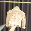 Camisa básica de primavera y otoño para mujer y niño, estilo infantil, con personalidad, marca de moda, estilo coreano, cuello medio alto, camiseta con orejas de madera.