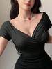AliExpress Moda Manga curta Cintura alta Umbigo exposto Cruzado Decote em V Sexy Decote baixo Grande pescoço Cauchy Design Top