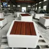 Banco cuadrado de cemento para una persona, concreto de alto rendimiento con chapa de madera, para paisajismo de parques, base cuadrada, banco de descanso para exteriores para áreas residenciales