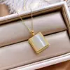 Chalcedony de Jade Branco quadrado pequeno marca Jade moda feminina marca segura pingente de colar simples de prata s925