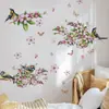 Adesivos de Parede Galho de Flor de Pessegueiro Pássaro Transfronteiriço Quarto Sala de Estar Parede de Fundo Decoração de Casa Mural Autoadesivo Pvc Removível