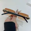 Gafas de sol de moda sin montura 2024 para hombre y mujer, personalidad de moda, patas de espejo de leopardo, gafas de sol, gafas transfronterizas, venta al por mayor
