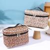 Bolsa de Cosméticos Personalizada Estampado de Leopardo Corazón Cuadrada Bolsa de Cosméticos Gran Capacidad Ocio al Aire Libre Viaje Bolsa de Almacenamiento Lavable Portátil