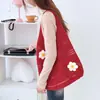 Bolsa Tendência Moda Feminina Casual Estilo Férias Nova Primavera Verão Bolsa de Palha Estilo Coreano Ombro Único Praia Bolsa de Tricô Flores