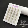 Xuping jewelry Super Flash incrustado zircônio brincos de pino feminino redondo cinco pontas estrela quatro garras única pedra orelha osso unha simples estilo frio brincos
