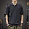 Nueva colección de verano para hombre: Polo de punto de mezcla de lino a rayas, una camiseta de manga corta elegante y sofisticada con cuello