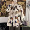 Camisa Floral de Manga Larga Estilo Vintage Hong Kong Inspirada en Instagram para Hombres y Mujeres, Versátil Camisa Cubana de Estilo Perezoso de Moda Suelta para Parejas